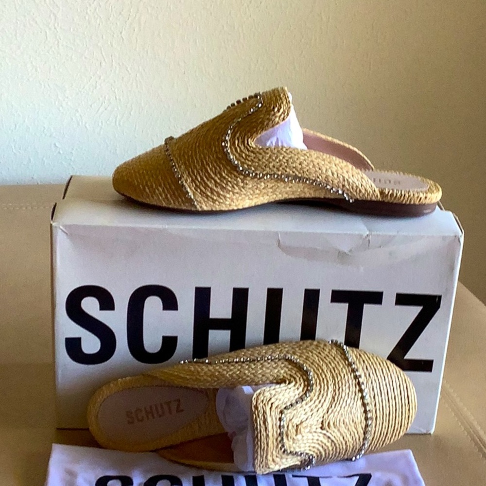 Schutz Heide Nude Bordado & Rhinestones Mules. - Picture 4 of 7